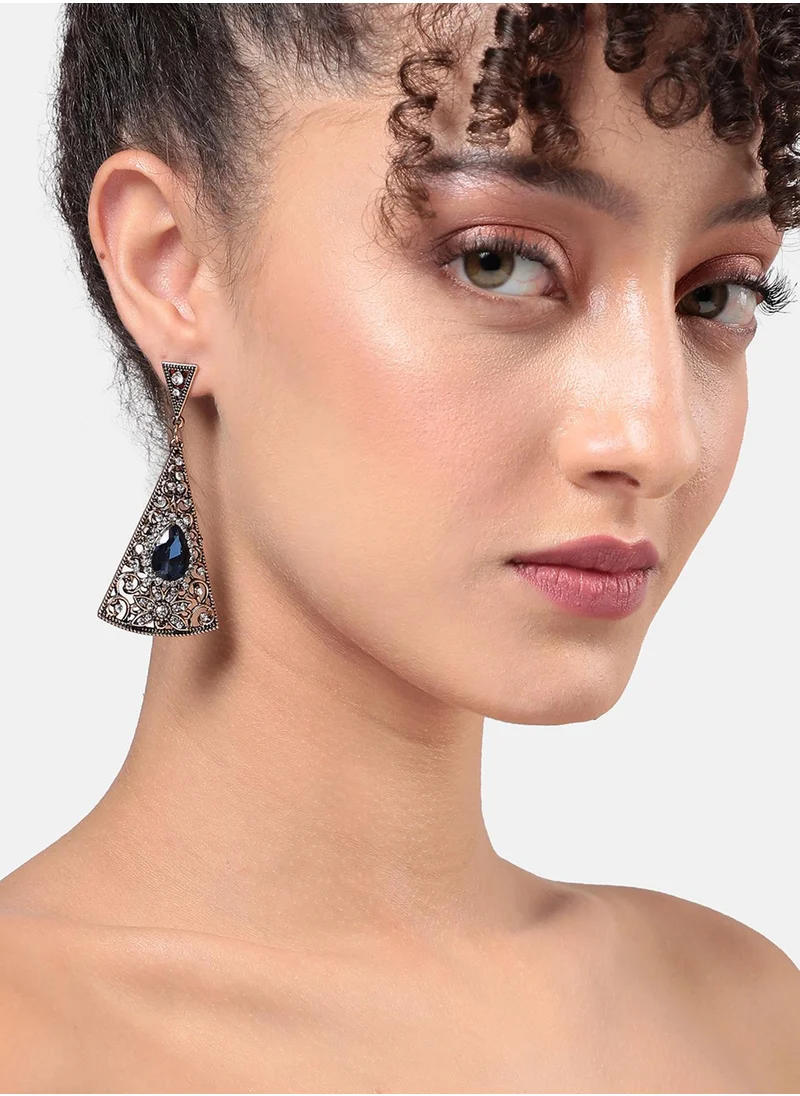 SOHI Triangle Filigree Drop Earrings