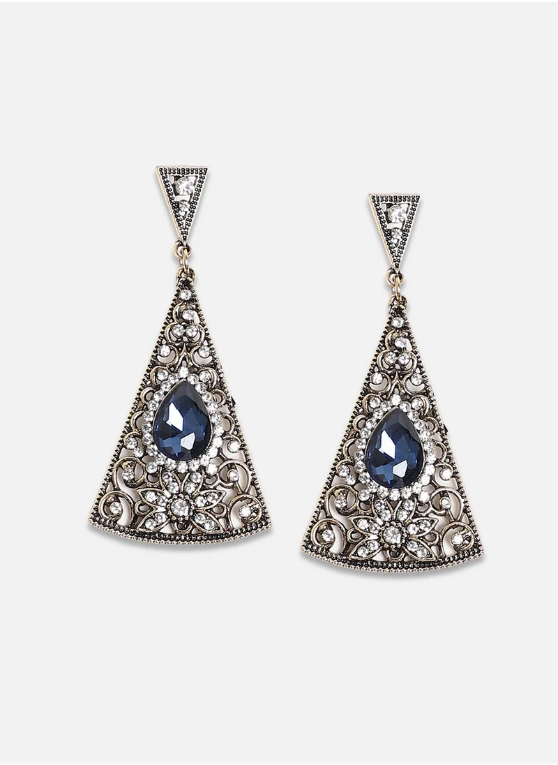 SOHI Triangle Filigree Drop Earrings