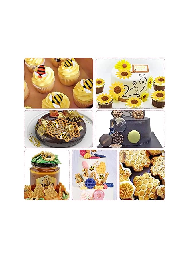 SYOSI Silicone Mold Bumble Bee Chocolate Sugarcraft Baking Tool DIY Cake Silicone Mold Honeycomb Sunflower and Bee Fondant Molds for Cupcake Cake Decorating Sugar, 4 Pieces - Image 5