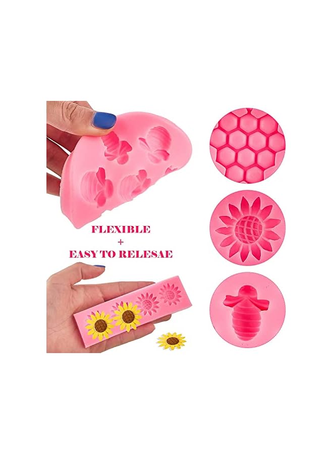 SYOSI Silicone Mold Bumble Bee Chocolate Sugarcraft Baking Tool DIY Cake Silicone Mold Honeycomb Sunflower and Bee Fondant Molds for Cupcake Cake Decorating Sugar, 4 Pieces - Image 4