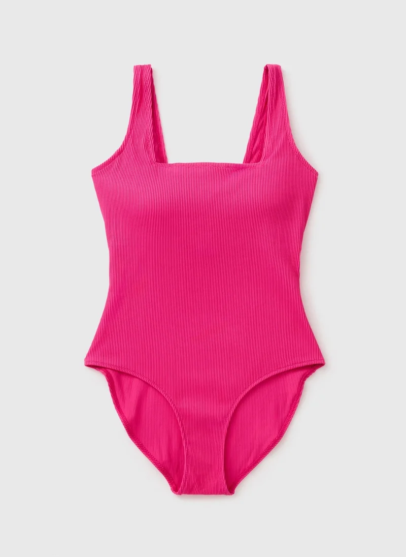 Matalan Pink Ribbed Swimsuit