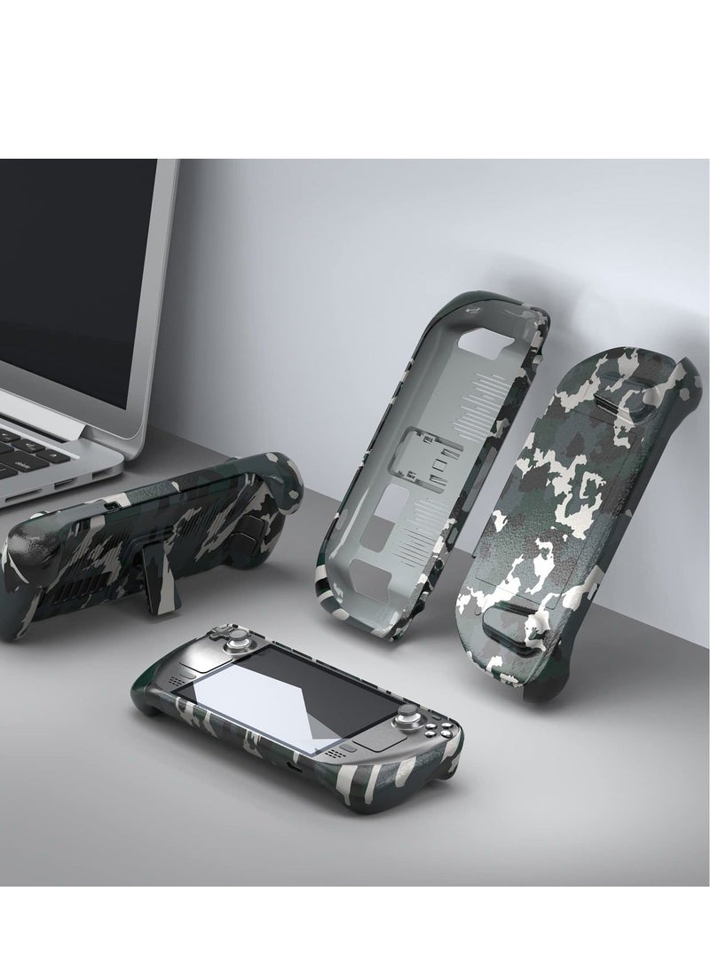 Generic - Steam Deck Case Upgraded Full Protector Case with Detachable Front Cover and Kickstand for Valve Steam Deck Shock Absorption Anti Scratch TPU Rugged Armor designed for Steam Deck case Camouflage - Image 1