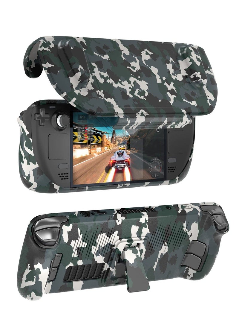 Generic - Steam Deck Case Upgraded Full Protector Case with Detachable Front Cover and Kickstand for Valve Steam Deck Shock Absorption Anti Scratch TPU Rugged Armor designed for Steam Deck case Camouflage - Image 1