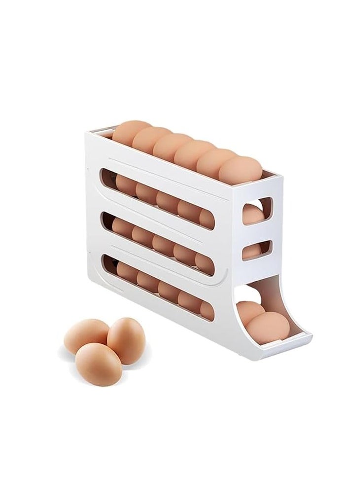 Cool Baby COOLBABY 4-Layer Egg Storage Rack Auto Rolling Fridge Egg Organizer 30 Eggs Auto Rolling Egg Dispenser Space-Saving Egg Holder Rack (White)  - Image 1