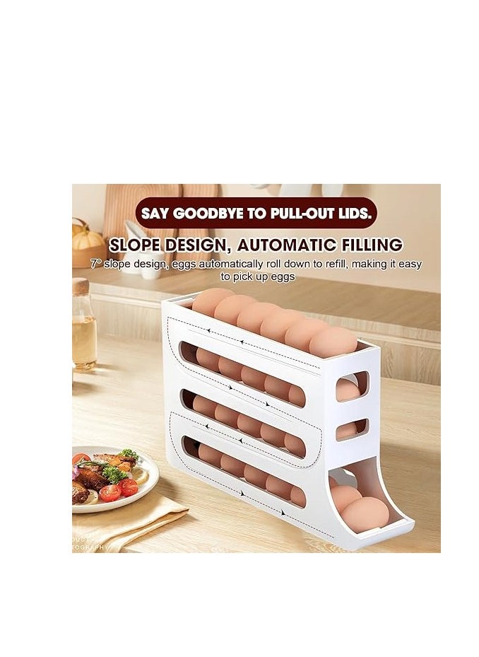 Cool Baby COOLBABY 4-Layer Egg Storage Rack Auto Rolling Fridge Egg Organizer 30 Eggs Auto Rolling Egg Dispenser Space-Saving Egg Holder Rack (White)  - Image 3