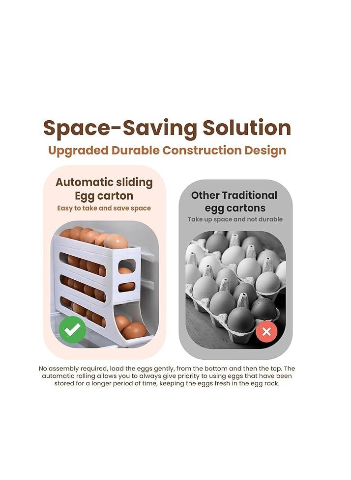 Cool Baby COOLBABY 4-Layer Egg Storage Rack Auto Rolling Fridge Egg Organizer 30 Eggs Auto Rolling Egg Dispenser Space-Saving Egg Holder Rack (White)  - Image 4
