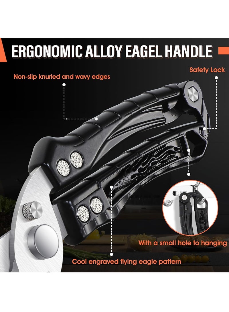 KASTWAVE Kitchen Scissors, Detachable Heavy Duty Poultry Shears for Chicken, Meat, Fish, Sharp Kitchen Shears with Serrated Edge, Stainless Steel Cooking Scissors for Kitchen, 1 Pcs, Black - Image 4