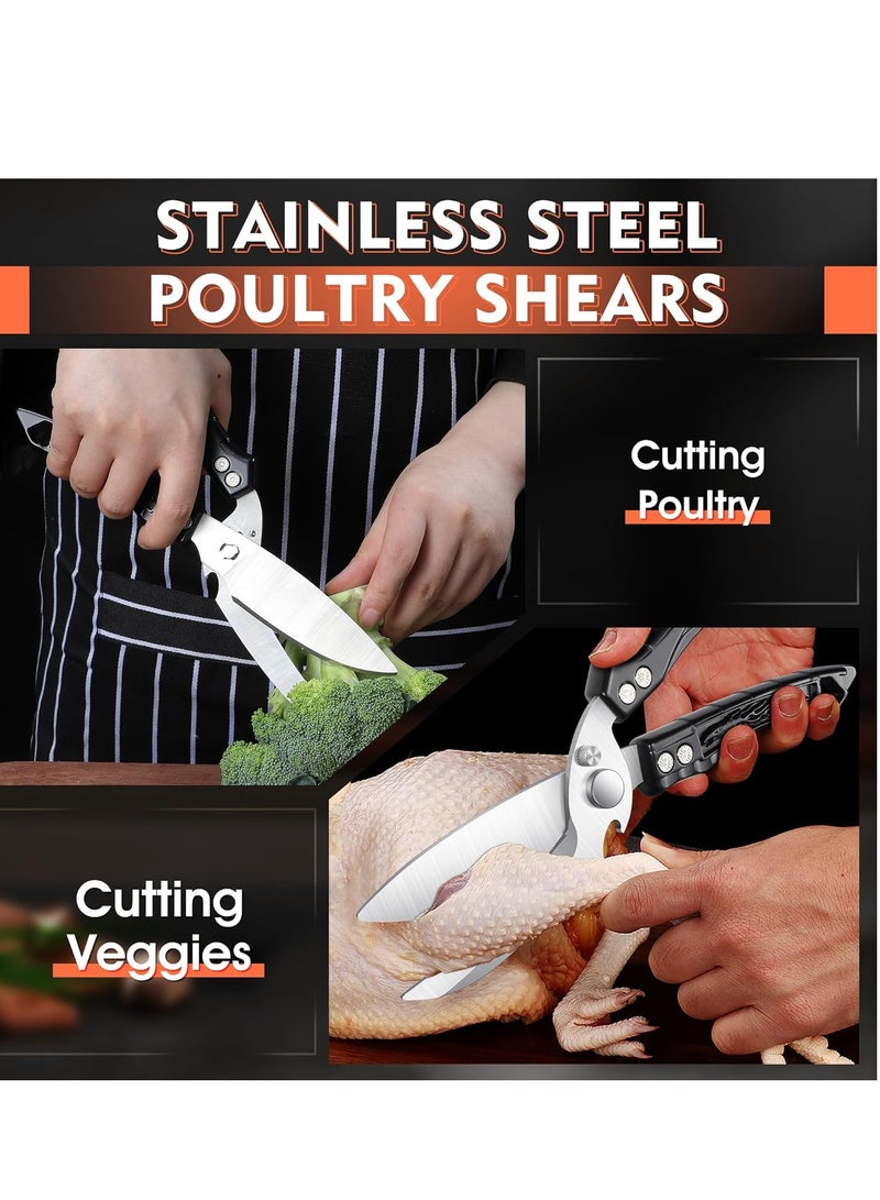 KASTWAVE Kitchen Scissors, Detachable Heavy Duty Poultry Shears for Chicken, Meat, Fish, Sharp Kitchen Shears with Serrated Edge, Stainless Steel Cooking Scissors for Kitchen, 1 Pcs, Black - Image 2