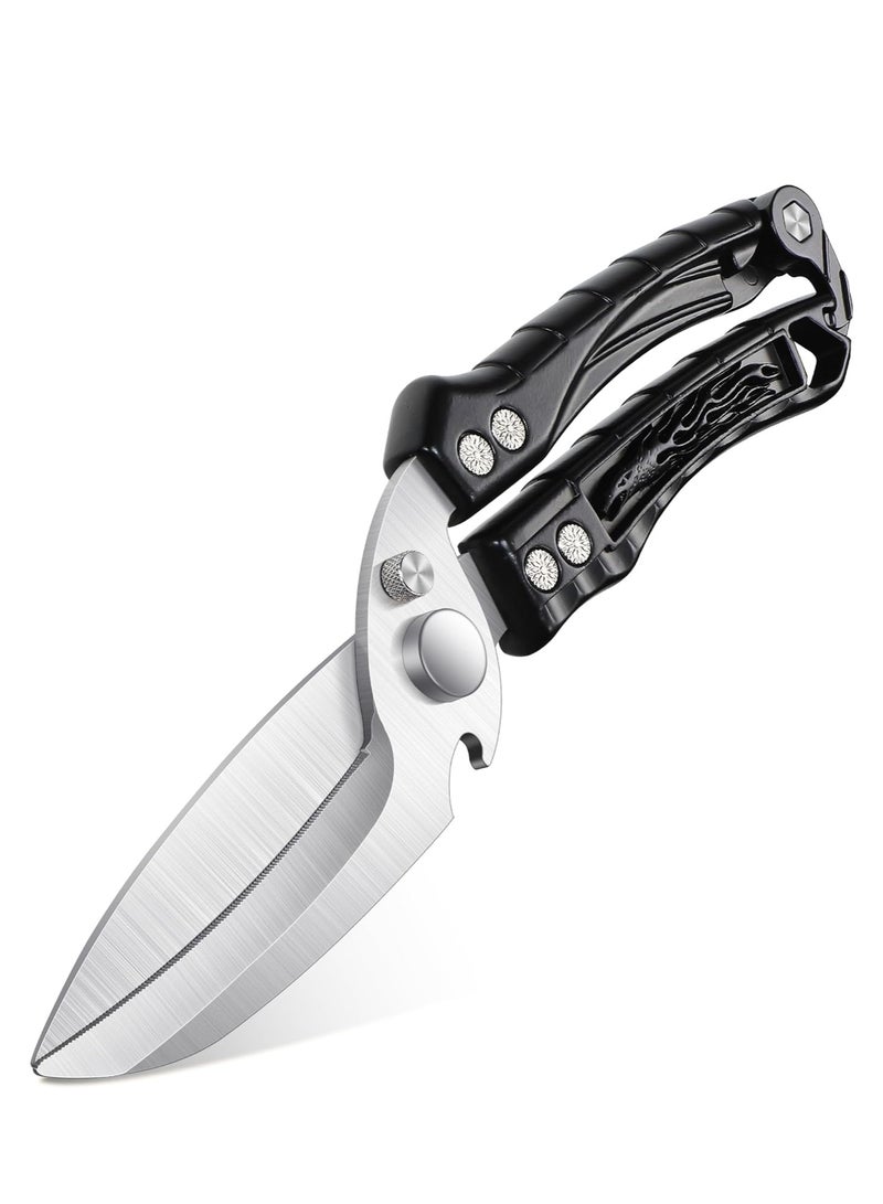 KASTWAVE Kitchen Scissors, Detachable Heavy Duty Poultry Shears for Chicken, Meat, Fish, Sharp Kitchen Shears with Serrated Edge, Stainless Steel Cooking Scissors for Kitchen, 1 Pcs, Black - Image 1