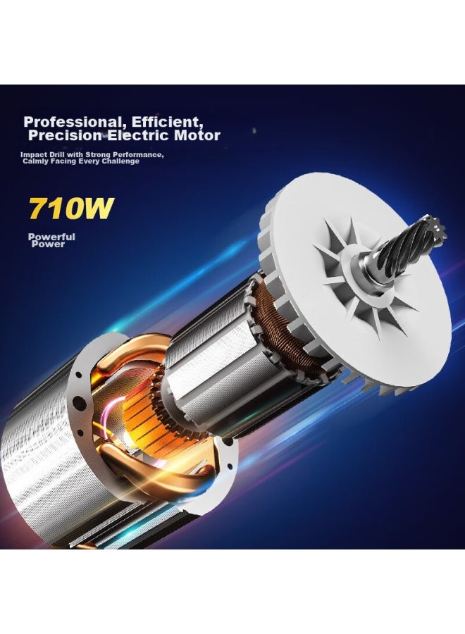 DONG Cheng Dongcheng 710w Impact Drill Z1j-ff-16t Household Hand Drill Wired Electric Tool Box Multi-function Set - Image 5