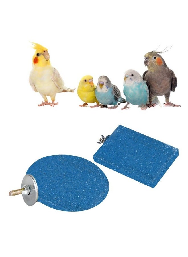 Sage Square Bird Wooden Sand Circle & Stand Platform Combo Of Two (3 * 4 & 4 Inches) Rectangle & Cirle Shaped Perch Stand, Cage Accessories Playful Toy, Suitable For Birds, Parrots, Budgies  - Image 1