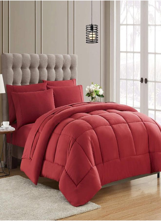 Sweet Home Collection Sweet Home Collection Down Alternative Comforter All Season Warmth Luxurious Plush Loft Microfiber Fill Duvet Insert Bedding, Full, Burgundy  - Image 1