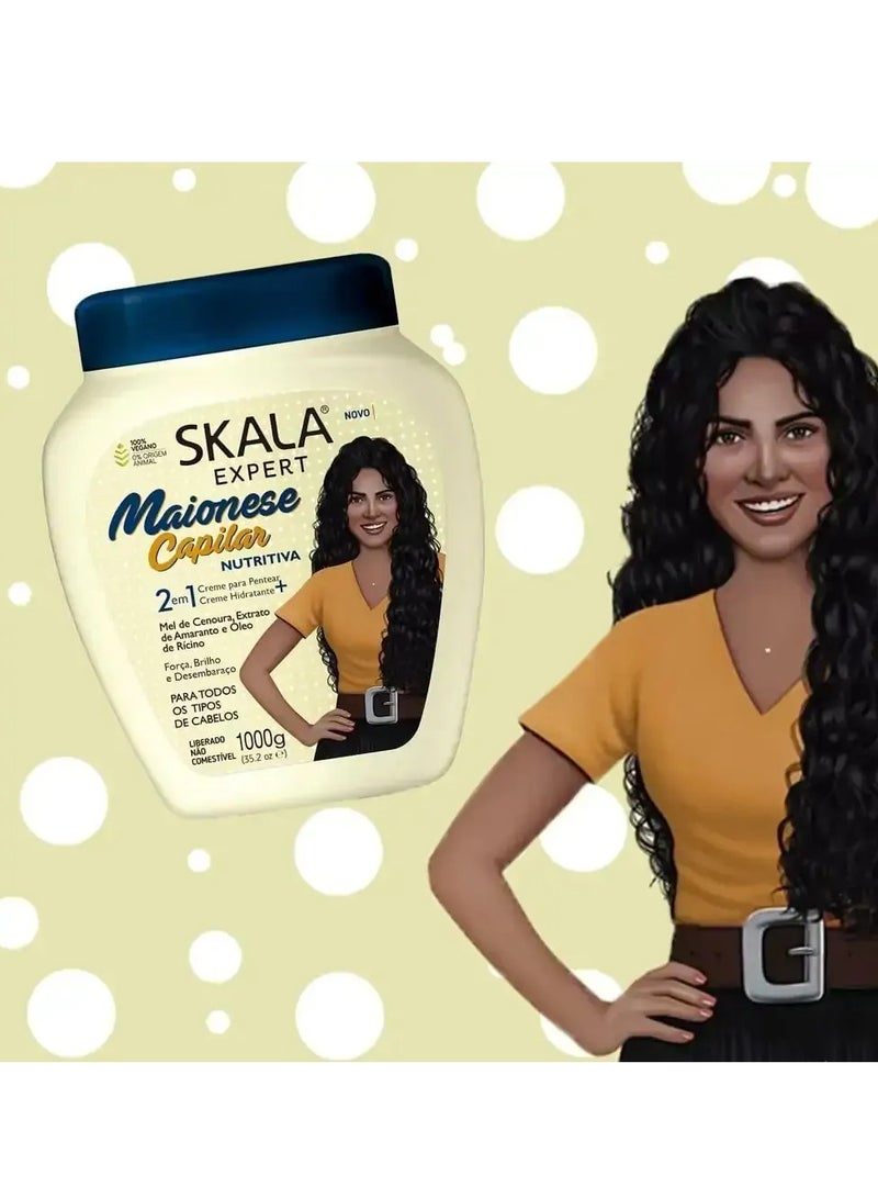 سكالا إكسبرت 2 في 1 كريم وماسك معالج بخلاصة المايونيز المغذي لترطيب وتنعيم وإصلاح الشعر التالف مناسب لجميع أنواع الشعر، نباتي 100% برازيلي أصلي 1000 جرام - Image 2