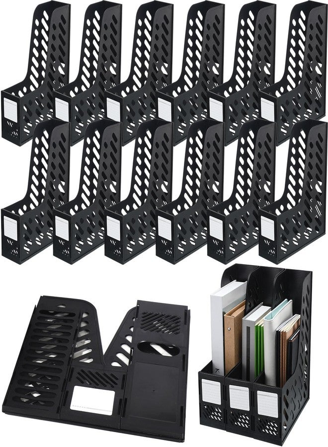 Glenmal 12 Pack Magazine Organizers Binder Organizer for Desk Plastic Vertical File Holder Magazine Racks Desk Accessories for Office, Home, or School (Black) - Image 1