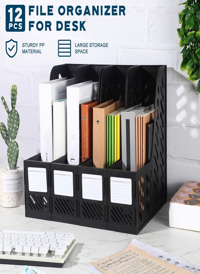 Glenmal 12 Pack Magazine Organizers Binder Organizer for Desk Plastic Vertical File Holder Magazine Racks Desk Accessories for Office, Home, or School (Black) - Image 4