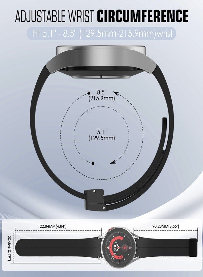 MoKo Bands Compatible with Samsung Galaxy Watch 7 FE 6 5 4 Band 40mm 44mm/Watch 6 Classic 43mm 47mm/Watch 5 Pro 45mm/Watch 4 Classic 42mm 46mm, No Gap Magnetic Clasp Silicone Sport Strap, Black - Image 5