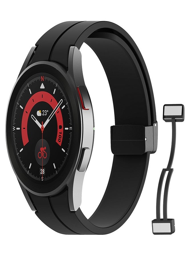 MoKo Bands Compatible with Samsung Galaxy Watch 7 FE 6 5 4 Band 40mm 44mm/Watch 6 Classic 43mm 47mm/Watch 5 Pro 45mm/Watch 4 Classic 42mm 46mm, No Gap Magnetic Clasp Silicone Sport Strap, Black - Image 1