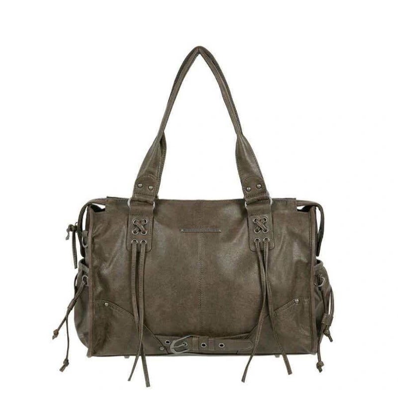 FANCY CLUB Large Capacity Vintage Duffel Bag with Rivets and Straps - Image 3
