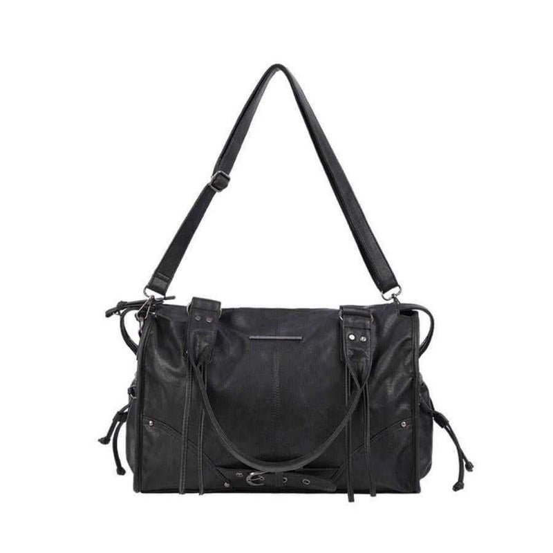 FANCY CLUB Large Capacity Vintage Duffel Bag with Rivets and Straps - Image 1