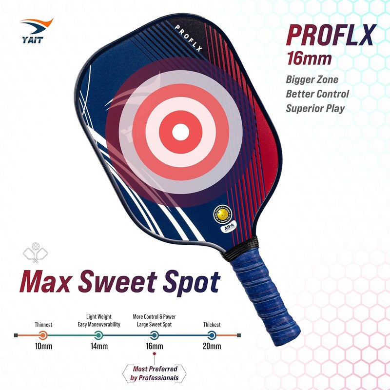 YAIT Sports Proflx Pickleball Paddle | 16 mm Fiberglass Surface | Highly Dense 8 mm PP Honeycomb Core | Highly Durable Fiberglass Paddle | AIPA Approved Pickle Ball Racket of USAPA Standards - Image 5