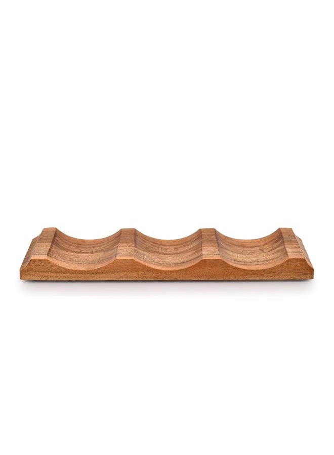 EDHAS Tabletop Wine Racks Acacia Wood 3 Bottles Wine Storage Cabinet Shelf Organizer for Home Décor, Bar and Pantry (12" X 4" X 1") - Image 1