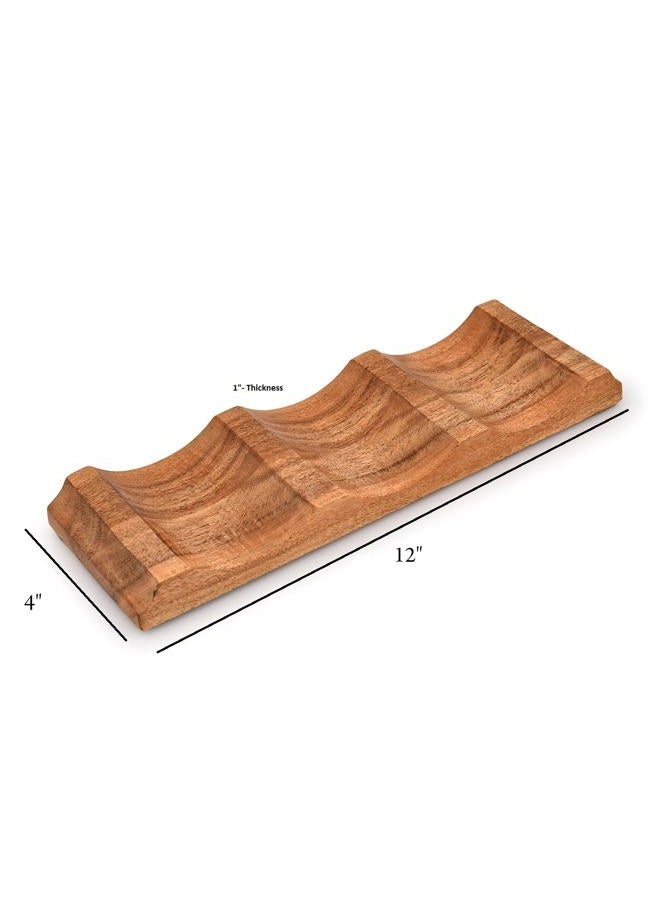 EDHAS Tabletop Wine Racks Acacia Wood 3 Bottles Wine Storage Cabinet Shelf Organizer for Home Décor, Bar and Pantry (12" X 4" X 1") - Image 5