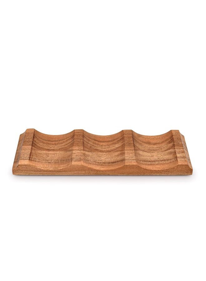 EDHAS Tabletop Wine Racks Acacia Wood 3 Bottles Wine Storage Cabinet Shelf Organizer for Home Décor, Bar and Pantry (12" X 4" X 1") - Image 2