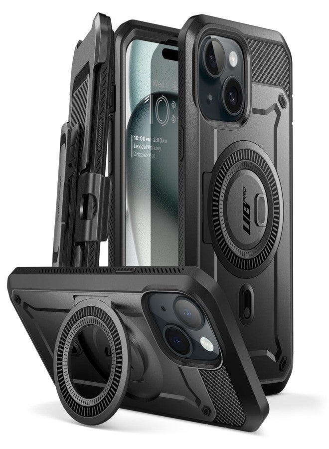 SUPCASE for iPhone 15 Plus Case with Stand, [Compatible with MagSafe] [Built-in Screen Protector & Belt Clip] [Military-Grade Drop Protection] Magnetic Phone Case for iPhone 15 Plus, Black - Image 4