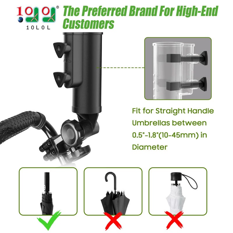 10L0L Heavy Duty Golf Push Cart Umbrella Holder, Aluminium Alloy Base Super Strong Windproof, Universal Umbrella Stand for Mobility Scooter, Stroller, Wheelchair, Beach Chair - Image 2