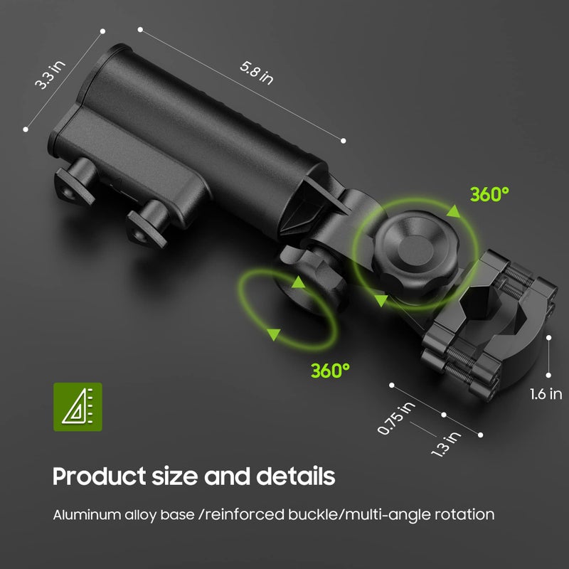 10L0L Heavy Duty Golf Push Cart Umbrella Holder, Aluminium Alloy Base Super Strong Windproof, Universal Umbrella Stand for Mobility Scooter, Stroller, Wheelchair, Beach Chair - Image 5