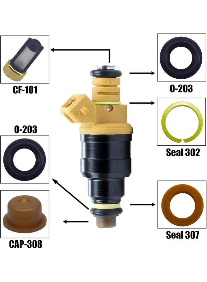 HiSport Fuel Injector Seal Kits Include O-rings, Pintle Caps, Seal Spacers and Filter Baskets Universal Repair Set Replaces 0280150962 [8 Set]  - Image 2