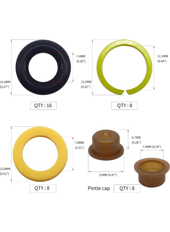 HiSport Fuel Injector Seal Kits Include O-rings, Pintle Caps, Seal Spacers and Filter Baskets Universal Repair Set Replaces 0280150962 [8 Set]  - Image 3