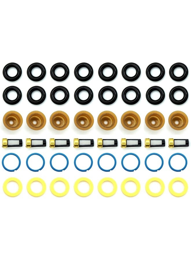 HiSport Fuel Injector Seal Kits Include O-rings, Pintle Caps, Seal Spacers and Filter Baskets Universal Repair Set Replaces 0280150962 [8 Set]  - Image 1