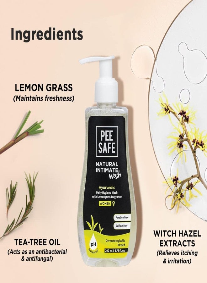 Pee Safe Natural Intimate Wash for Women | Ayurvedic pH-Balanced Feminine Wash with Lemongrass | Daily Freshness & Odor-Control Comfort | Paraben & Sulfate Free | 6.76 Fl Oz (200ml - Image 2