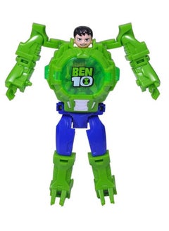 Ben 10 Transformer Robot Toy Convert to Digital Wrist Watch for Kids Deformation Figures Plus Watch