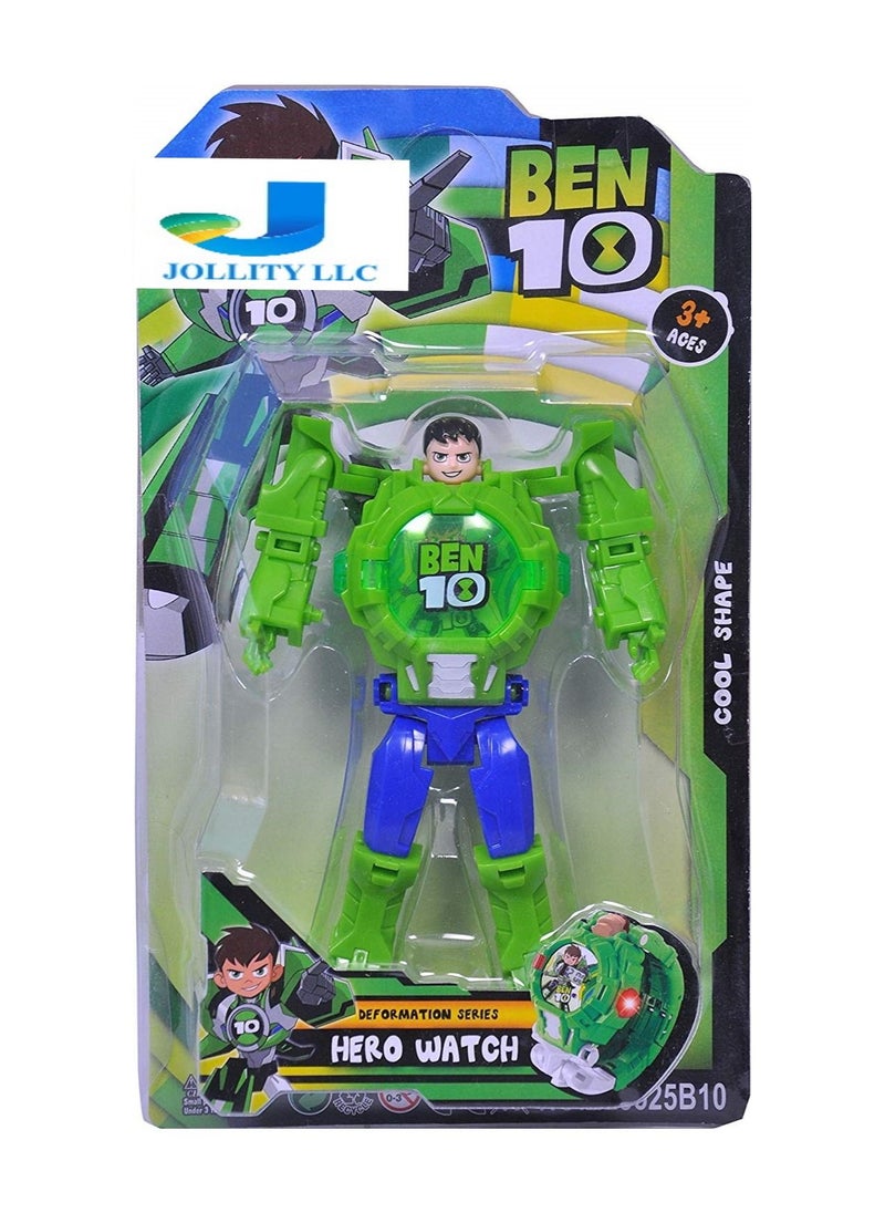 JOLLITY LLC - Ben 10 Transformer Robot Toy Convert to Digital Wrist Watch for Kids Deformation Figures Plus Watch - Image 1