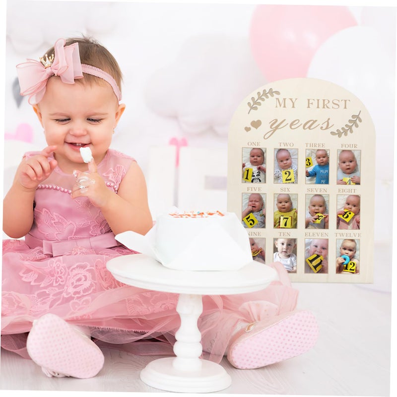 Wooden Nursery Photo Frame For Newborn First Year Milestone Board And Sonogram Pictures - Image 3