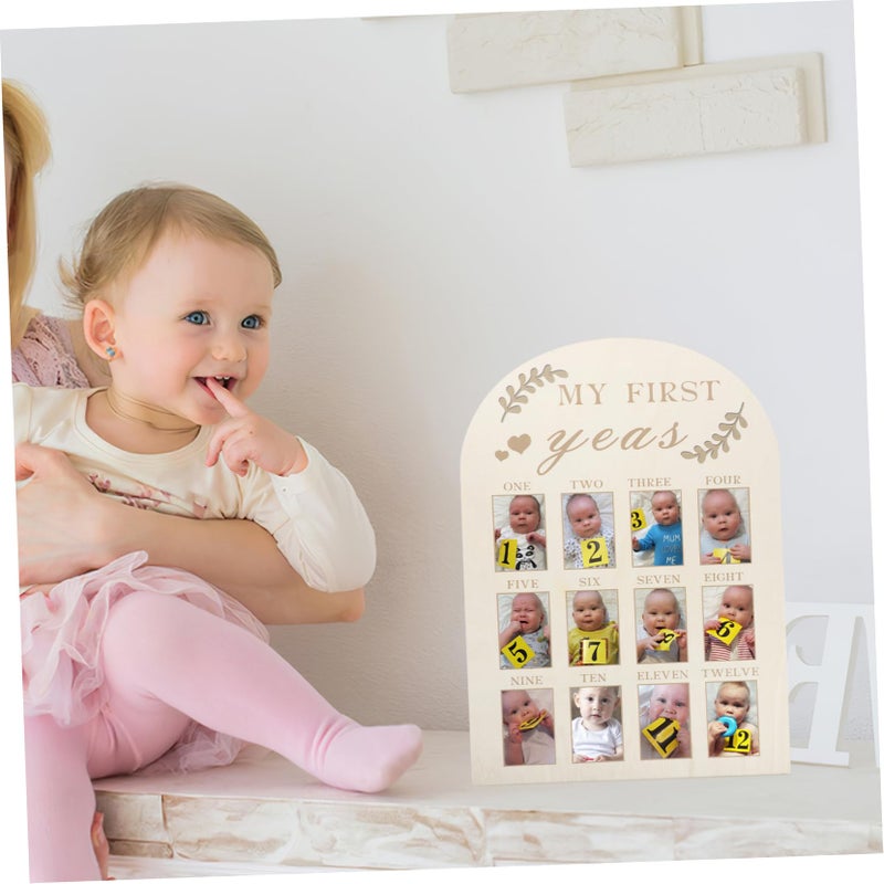 Wooden Nursery Photo Frame For Newborn First Year Milestone Board And Sonogram Pictures - Image 4