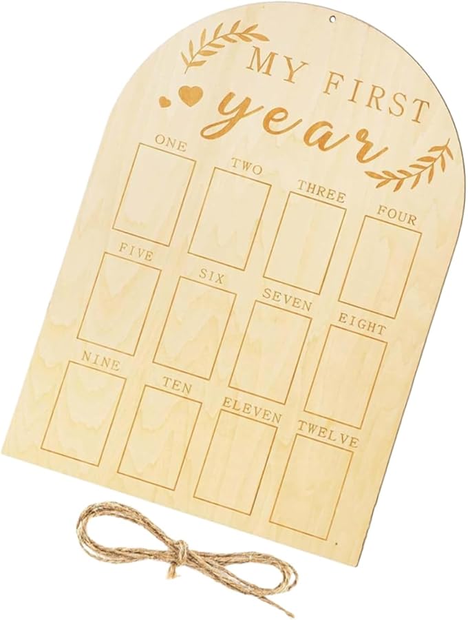 Wooden Nursery Photo Frame For Newborn First Year Milestone Board And Sonogram Pictures - Image 1