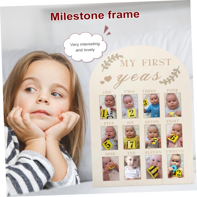 Wooden Nursery Photo Frame For Newborn First Year Milestone Board And Sonogram Pictures - Image 5