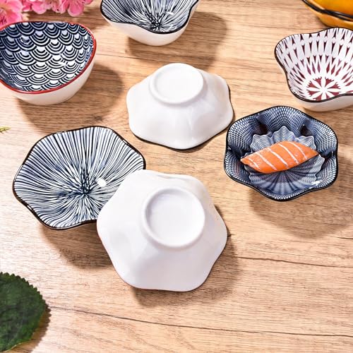 Whitenesser Black Soy Sauce Dishes Ceramic Sauce Cups Dipping Bowls Set of 4 Serving for Sushi Seasoning Cold Dish (B) - Image 4