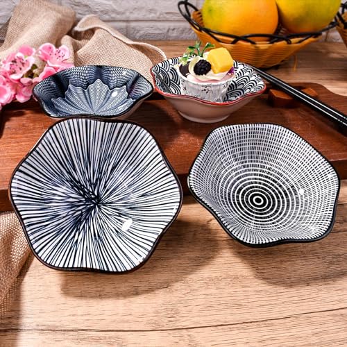 Whitenesser Black Soy Sauce Dishes Ceramic Sauce Cups Dipping Bowls Set of 4 Serving for Sushi Seasoning Cold Dish (B) - Image 3