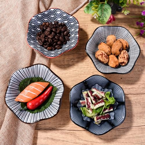Whitenesser Black Soy Sauce Dishes Ceramic Sauce Cups Dipping Bowls Set of 4 Serving for Sushi Seasoning Cold Dish (B) - Image 2
