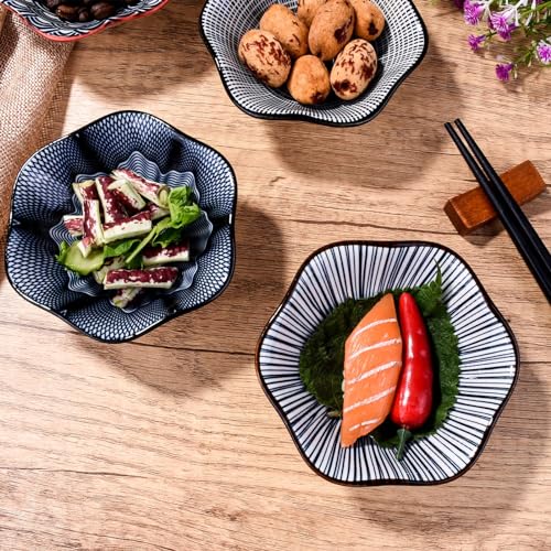 Whitenesser Black Soy Sauce Dishes Ceramic Sauce Cups Dipping Bowls Set of 4 Serving for Sushi Seasoning Cold Dish (B) - Image 5