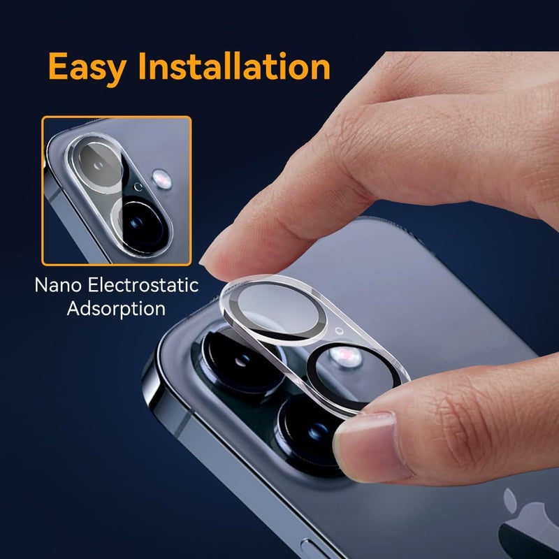 Vipsent Camera Lens Protector for iPhone 16 6.1" / iPhone 16 plus 6.7"/ iPhone17 6.3",9H Tempered Glass，Ultra HD, Scratch Resistance Easy to Install，Case Friendly，[Does not Affect Night Shots] 3-Pack - Image 5