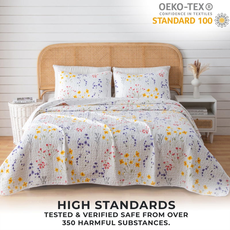 great bay HOME Marianne Collection 3 Piece Quilt Set with Shams. Reversible Floral Bedspread Coverlet. Machine Washable. (Twin, Multi) - Image 5