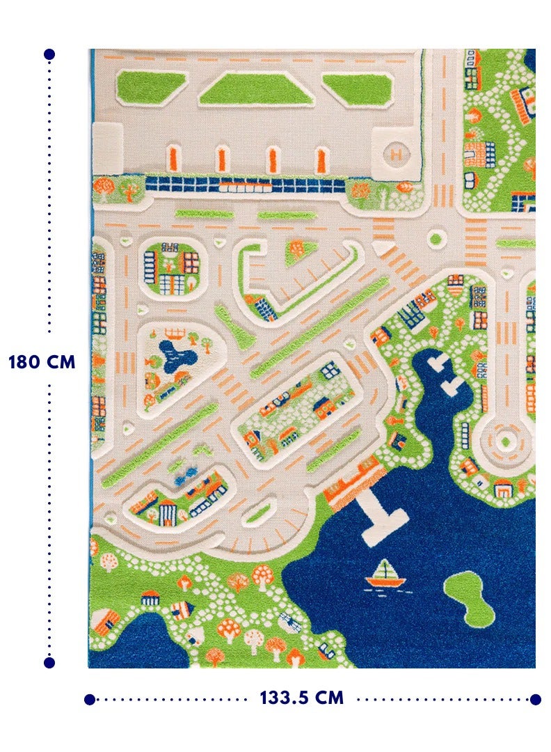 IVI 3D Play Carpet Mini City - Large | Blue | Activity Playmat for Kids & Children | Bedroom, Living Room, Nursery Rug | Polypropylene | Foldable | 180 cm x 134 cm - Image 2