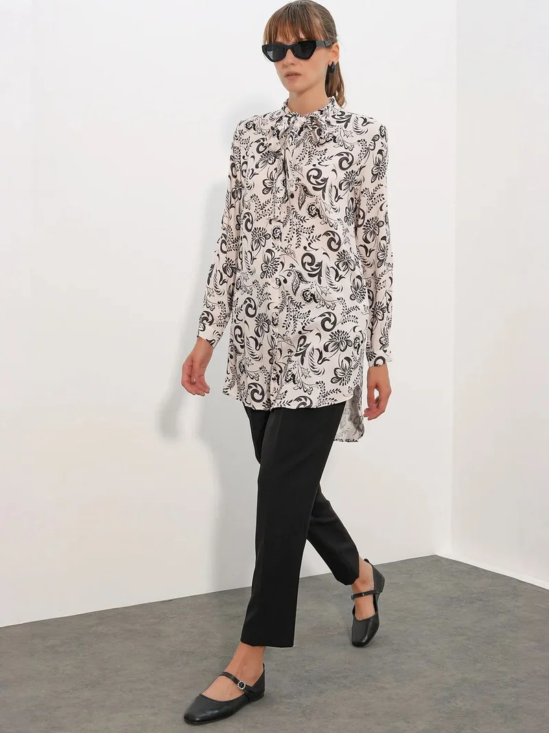 BIG DART BDART Long Floral Viscose Shirt