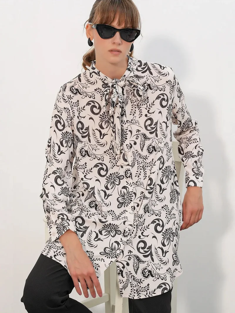 BIG DART BDART Long Floral Viscose Shirt