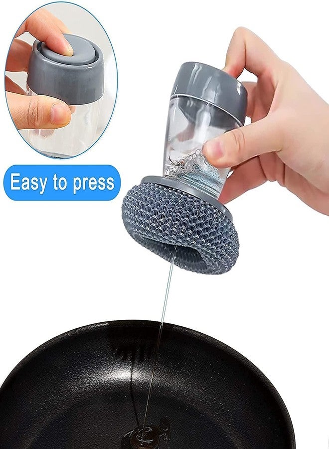 Glowick Dish/Utensils/Tiles Bartan Cleaning Brush with Soap Dispenser for Kitchen Sink Washbasin, Dish Washer with Liquid Storage Holder, Palm Scrub soap Dispenser Washing-up Brush Scrubber (1Pcs) - Image 2